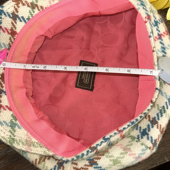 Vintage Coach Wool Colorful Plaid Newsboy Hat With Suede Trim. Size M/L - Picture 13 of 13